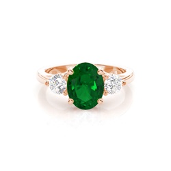 Prong Setting Emerald Three Stone Ring