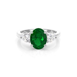 Zinkeneinstellung Smaragd Drei Stein Ring