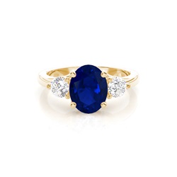 Prong Setting Blue Sapphire Three Stone Ring