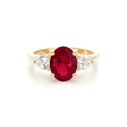 Prong Setting Ruby Three Stone Ring