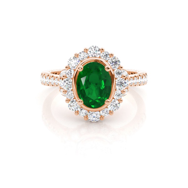Oval Halo Emerald Engagement Ring