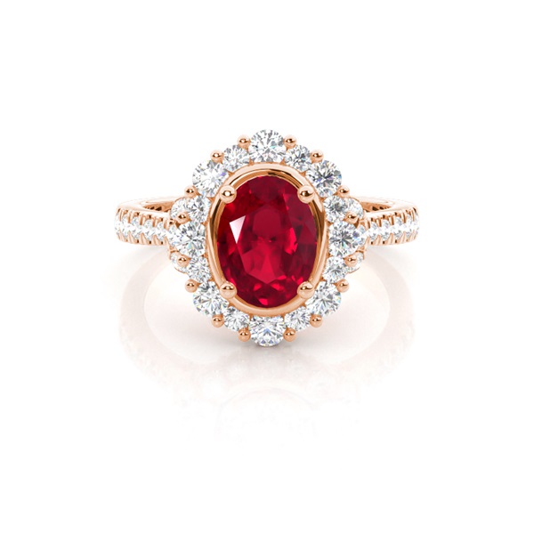 Oval Halo Ruby Engagement Ring