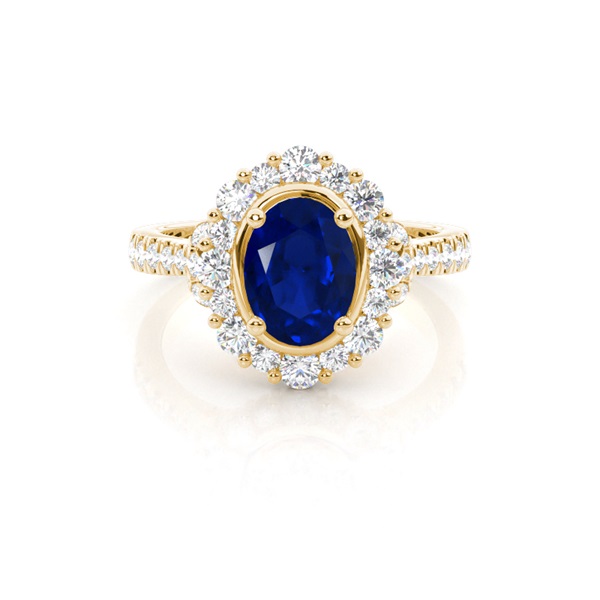 Oval Halo Blue Sapphire Engagement Ring