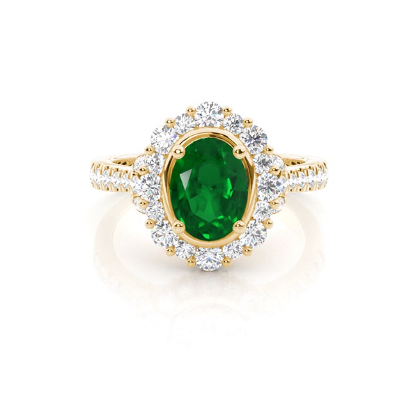 Oval Halo Emerald Engagement Ring
