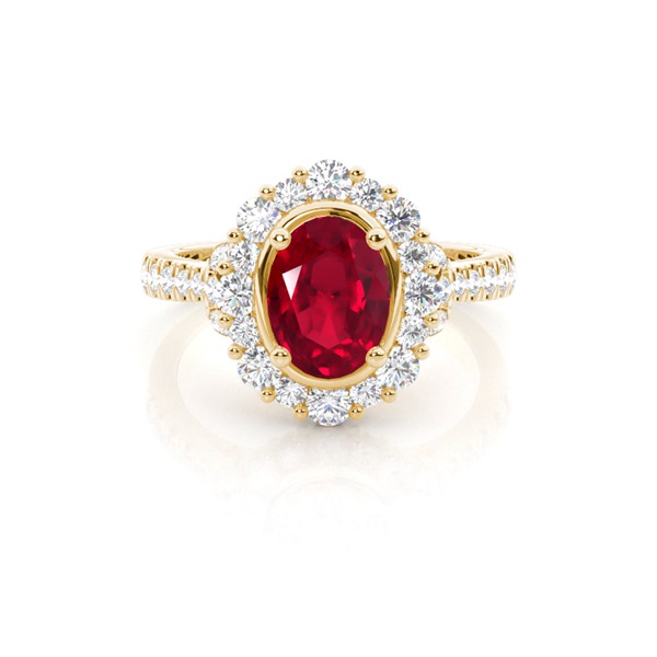 Oval Halo Ruby Engagement Ring