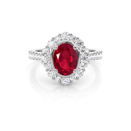Oval Halo Ruby Engagement Ring