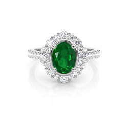 Oval Halo Emerald Engagement Ring