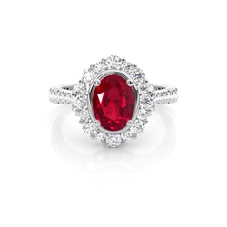 Oval Halo Ruby Engagement Ring