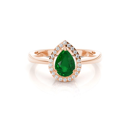 Pear Rose Gold Emerald Diamond Engagement Rings