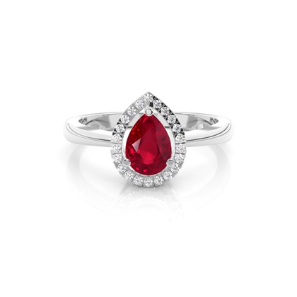 Pear Halo Ruby Engagement Ring