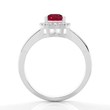 Pear Halo Ruby Engagement Ring