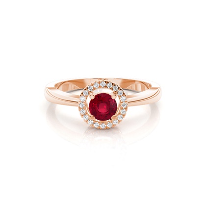 Round Rose Gold Ruby Diamond Engagement Rings