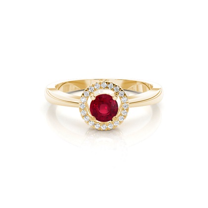 Round Yellow Gold Ruby Diamond Engagement Rings