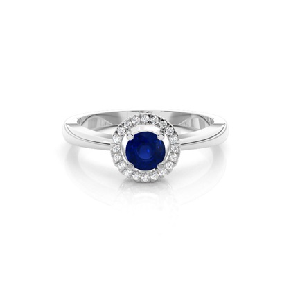 Round Halo Blue Sapphire Engagement Ring
