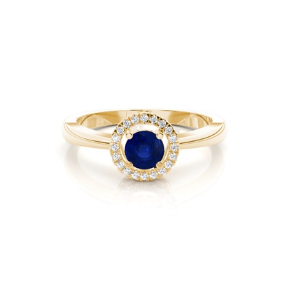Round Yellow Gold Gemstone Diamond Engagement Rings