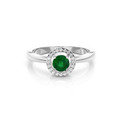 Round Halo Emerald Engagement Ring