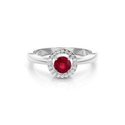 Round Halo Ruby Engagement Ring