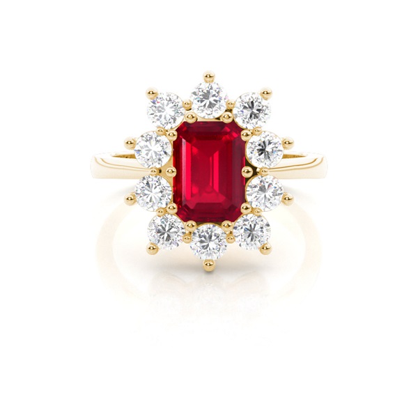Emerald Halo Ruby Engagement Ring