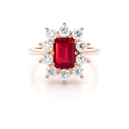 Emerald Halo Ruby Engagement Ring