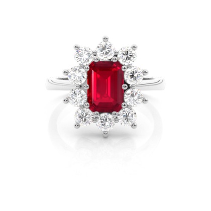 Emerald Halo Ruby Engagement Ring