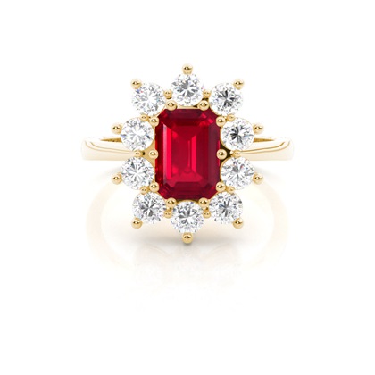 Emerald Halo Ruby Engagement Ring