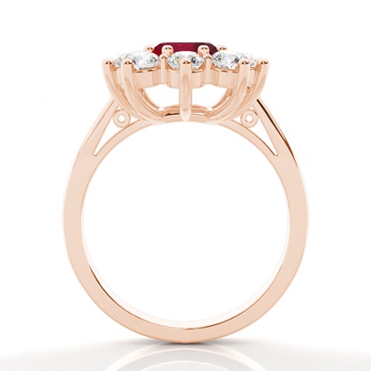 Smaragd Halo Rubin Verlobungsring