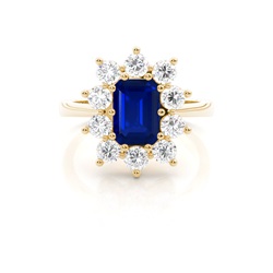 Emerald Halo Blue Sapphire Engagement Ring