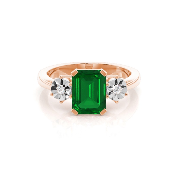 Prong Setting Emerald Three Stone Ring