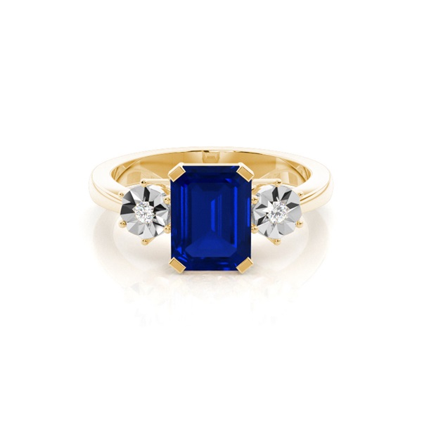 Prong Setting Blue Sapphire Three Stone Ring