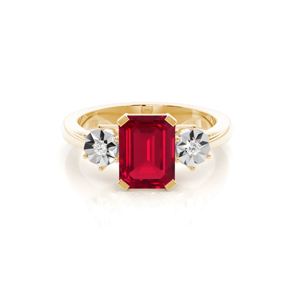Prong Setting Ruby Three Stone Ring
