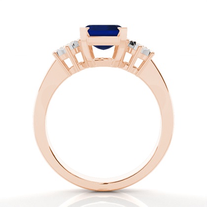 Zinkeneinstellung Blue Sapphire Three Stone Ring