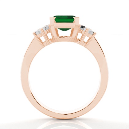 Zinkeneinstellung Smaragd Drei Stein Ring