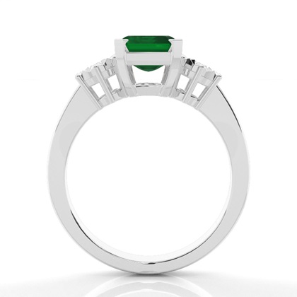 Zinkeneinstellung Smaragd Drei Stein Ring