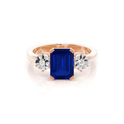 Prong Setting Blue Sapphire Three Stone Ring