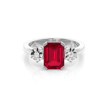 Prong Setting Ruby Three Stone Ring