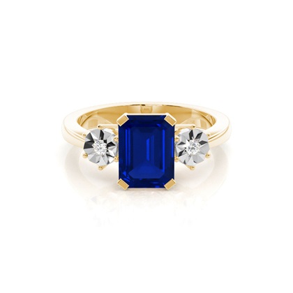 Prong Setting Blue Sapphire Three Stone Ring