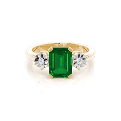Prong Setting Emerald Three Stone Ring
