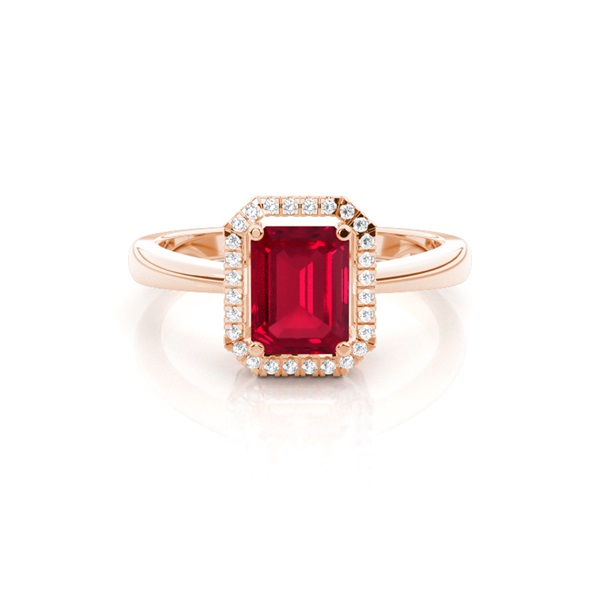 Emerald Halo Ruby Engagement Ring