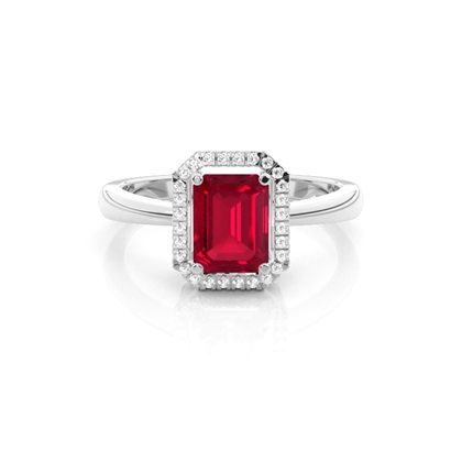 Emerald Halo Ruby Engagement Ring