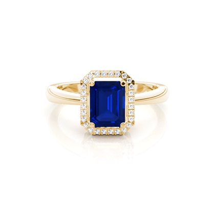Emerald Yellow Gold Gemstone Diamond Engagement Rings