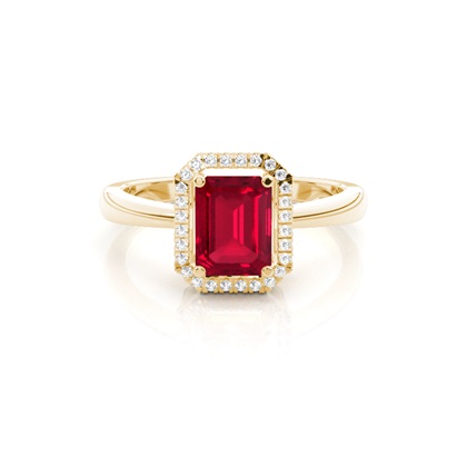 Emerald Yellow Gold Gemstone Diamond Engagement Rings