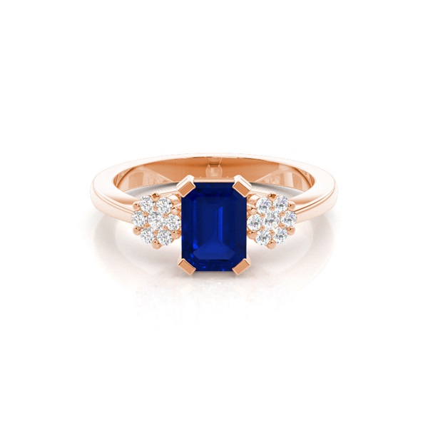 Prong Setting Blue Sapphire Side Stone Ring
