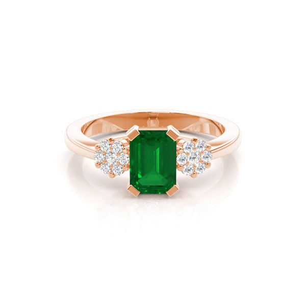 Prong Setting Emerald Side Stone Ring
