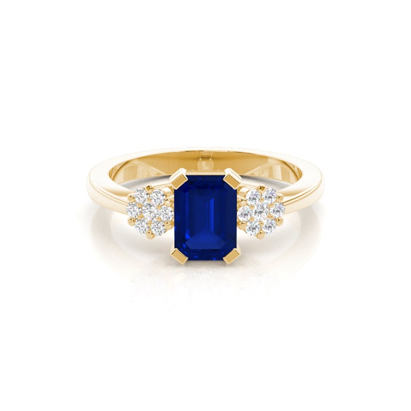 Prong Setting Blue Sapphire Side Stone Ring