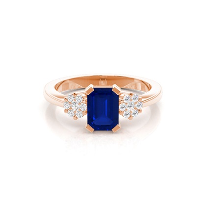 Prong Setting Blue Sapphire Side Stone Ring