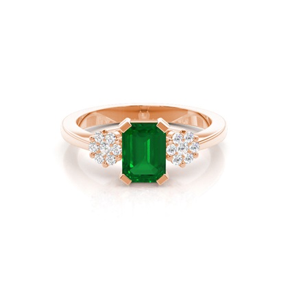 Prong Setting Emerald Side Stone Ring