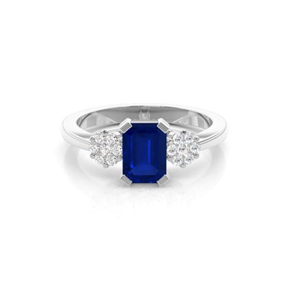 Prong Setting Blue Sapphire Side Stone Ring