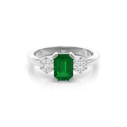 Prong Setting Emerald Side Stone Ring
