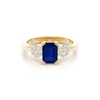 Prong Setting Blue Sapphire Side Stone Ring