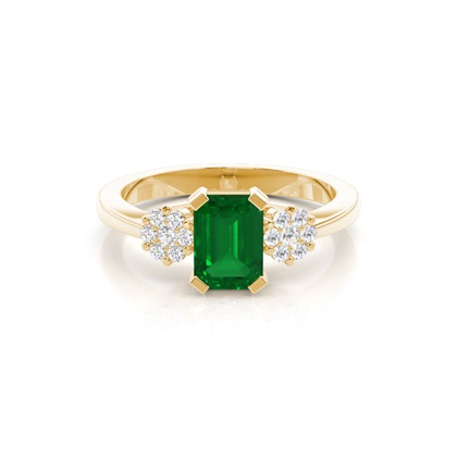 Prong Setting Emerald Side Stone Ring